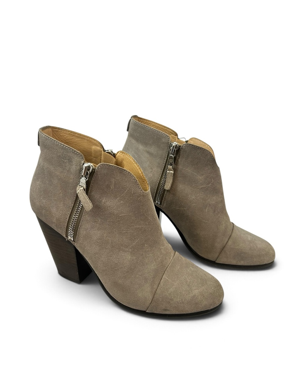 RAG & BONE Margot Ankle Boots Booties 40 9.5/10 Taupe Suede Dual Zip